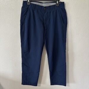 Under Armour Match Play Pants Mens 32x26 Navy Blue Tech Golf Performance Stretch